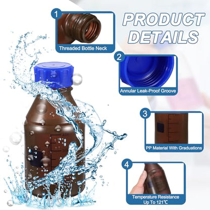 PATIKIL 500ml Media Storage Bottles,2pcs Plastic Graduated Bottle, Brown - color: Brown, size: 500ml