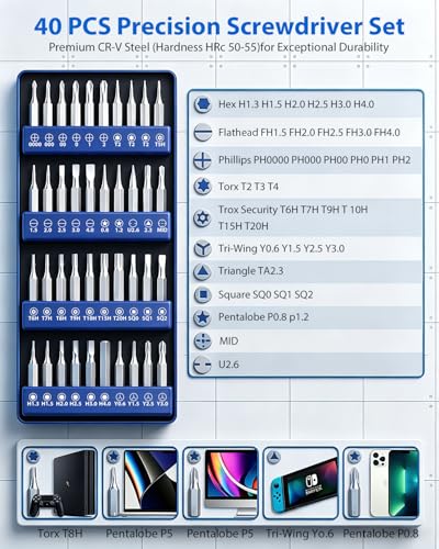 Electronics Precision Screwdriver Set: 50PCS Multi-Function Tool Kit, Foam Insert Storage & Ergonomic Handle, and Replaceable Screwdriver Bits for Computer Laptops and Phone Repair - color: Blue-50pcs-1pack