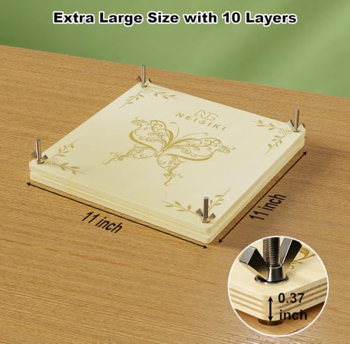 Wooden Flower Press Kit, 10 Layers 11" x 11" Large Size for Adult Teen - size: 11 inch 10-Layer Flower Press Kit