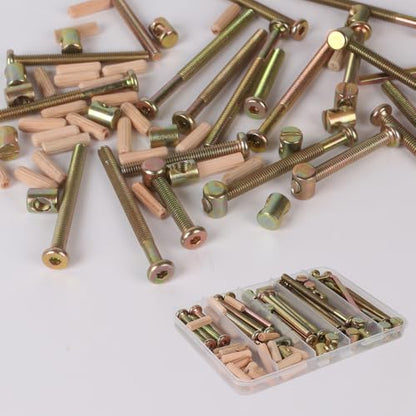 Baby Bed Frame Bolts, Crib Screws Hardware ReplacementKit M6x20/40/60/80mm Hex Drive Socket Cap Screws Barrel Nuts Wooden Dowel Kit for Beds Chairs Furniture et (Bronze 20set) - size: Bronze 20set