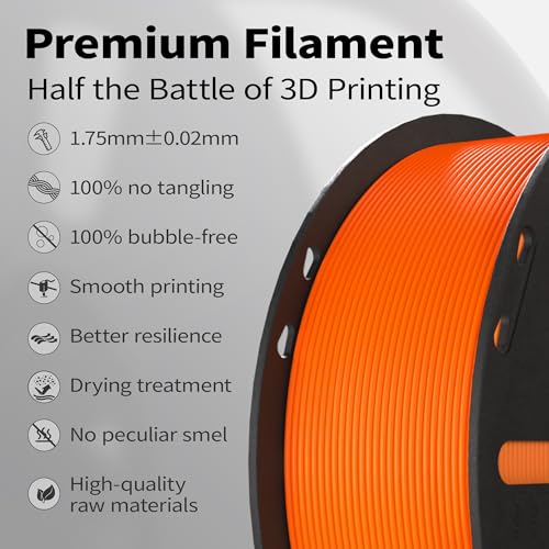 PLA+ Filament 1.75mm Orange 1kg,Dimensional Accuracy +/- 0.02mm - color: Orange