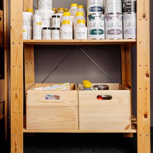 Creative Deco XXL Wooden Crate Nesting Crate Handles | 15.35x11.41x9.5in - color: Beige, size: XXL