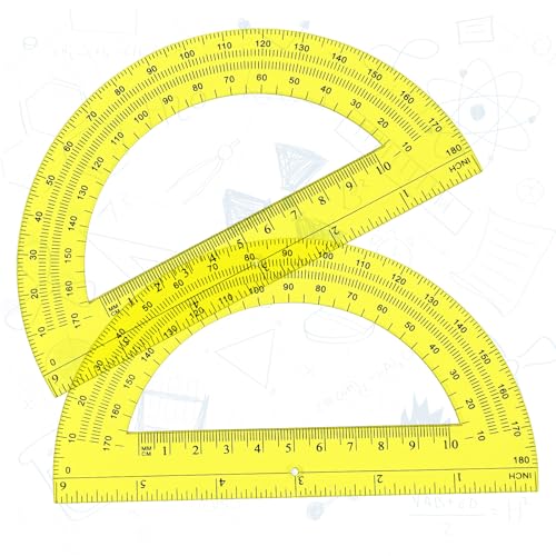 Zonon 2 Pcs 6 Inch Plastic Protractor 180° Math Protractors, Yellow - color: Yellow