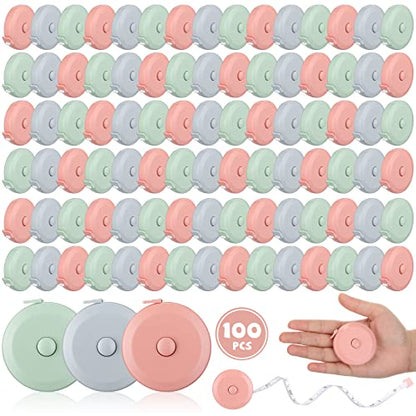 Kigeli 100 Pcs Retractable 60 Inch Measuring Tape - Mini Soft Measurement Tape for Fabric, Sewing, Body