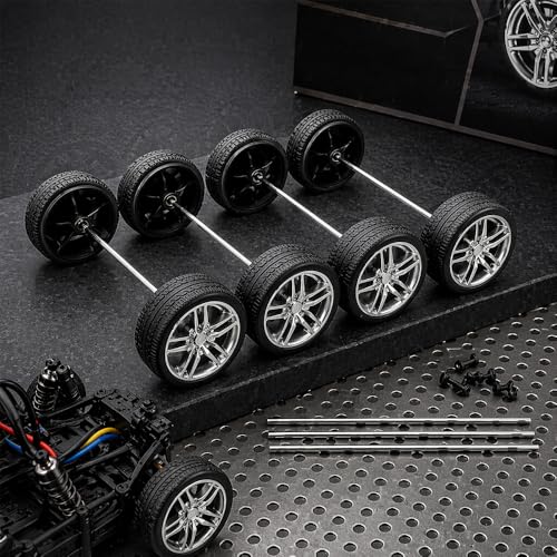 10PCS Toy Car Wheels 37mm Rubber Tire Wheels with Metal Shaft for RC Car Truck DIY Model Toy Wheel Replacement Accessories (2.5x37mm) - style: 2.5x37mm