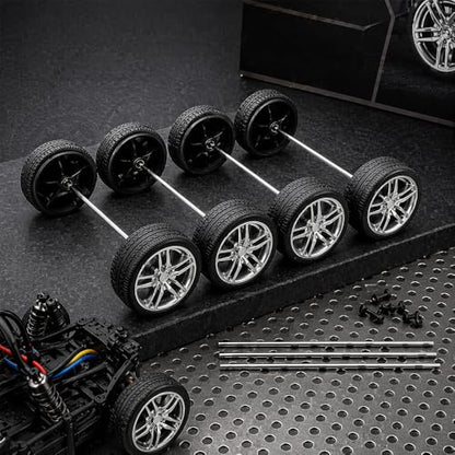 10PCS Toy Car Wheels 37mm Rubber Tire Wheels with Metal Shaft for RC Car Truck DIY Model Toy Wheel Replacement Accessories (2.5x37mm) - style: 2.5x37mm