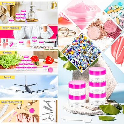 40Pack 15g Small Plastic Cosmetic Containers with Lids, 15gram Plastic Makeup Containers Jars with Spatulas, 15ml Sample Jars Travel Size Containers for Toiletries Lip Balm Cream Slime Lotion - color: Pink, size: 15g