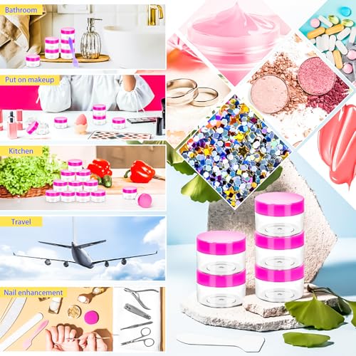 40Pack 15g Small Plastic Cosmetic Containers with Lids, 15gram Plastic Makeup Containers Jars with Spatulas, 15ml Sample Jars Travel Size Containers for Toiletries Lip Balm Cream Slime Lotion - color: Pink, size: 15g