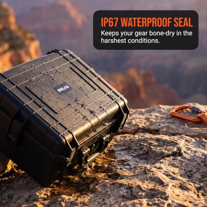 MEIJIA Portable Waterproof Protective Hard Case, Camera Case with Customizable Fit Foam Inserted,Fit Use of Drones,Camera,Equipments, Elegant Black (22.4"X16.73"X8.46") - size: 22.4" x 16.73" x 8.46"