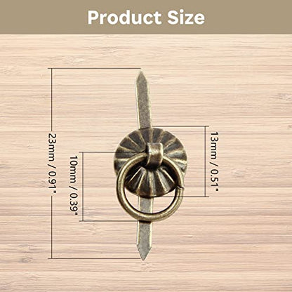 50Pcs Metal Brad Fasteners with Decorative Pull Rings, Pull Ring Handle - color: Small Bronze 50Pcs