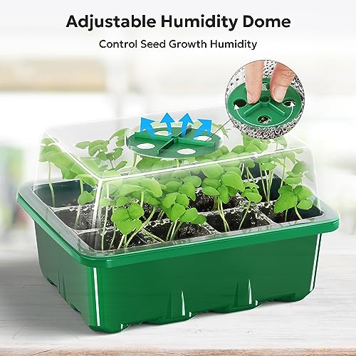 MIXC 10 Pack Seed Starter Tray, 120Cell Stater Kit with Humidity Dome Green - color: Green, size: 12 Cell-10 Packs-Clear Cover