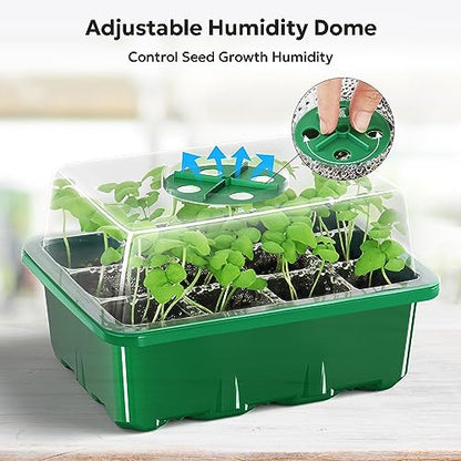 MIXC 10 Pack Seed Starter Tray, 120Cell Stater Kit with Humidity Dome Green - color: Green, size: 12 Cell-10 Packs-Clear Cover