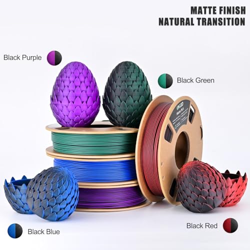OVV3D Halloween Filament Bundle 250g x 4 Spools, Matte PLA for 3D Printer - color: Matte Black Purple Red Green Blue