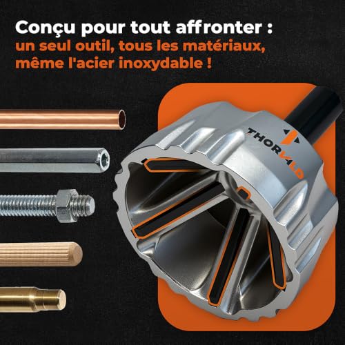 THORVALD Big Deburring External Chamfer Tool with Tungsten Carbide Blade - Deburr Tool for All Thread, All Metal Rod, Pipe, PVC - 1/2" to 1-3/8" Diameter (12~35mm) - User Guide + Tutorial Video - style: 1X Big Deburring Tool