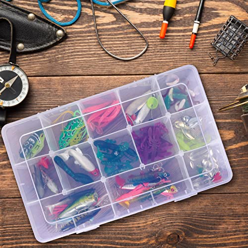 Bead Organizer Storage 2 Pack 15 Grid Clear Plastic Tackle Box Adjustable - size: 2pcs