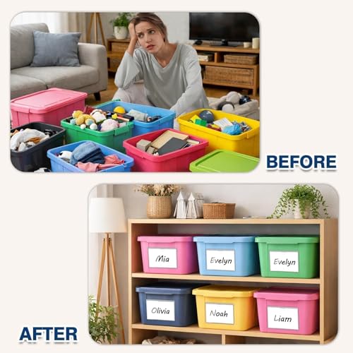 H4D 24 Pack labels for Storage Bins, 4" x 6" Plastic Clear Adhesive Pockets - size: 4" x 6", style: 24 Pack