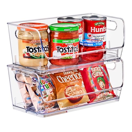 Sorbus Clear Pantry Organizer with Stackable Storage Bins, Open Front - size: Small Wide, style: 2 Pack