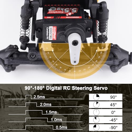 HobbyPark 2-Pack Waterproof 5.5kg High Torque Micro Servo Coreless Motor Metal Gear Arduino Servo RC Servo for 1/24 Crawler Cars Boats Robotics SCX24 Steering Servo 4.8-8.4V