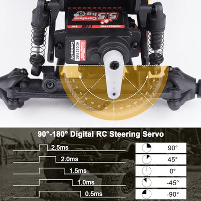 HobbyPark 2-Pack Waterproof 5.5kg High Torque Micro Servo Coreless Motor Metal Gear Arduino Servo RC Servo for 1/24 Crawler Cars Boats Robotics SCX24 Steering Servo 4.8-8.4V
