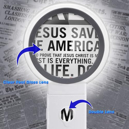 Magnifying Glass with Light and Stand, Foldable Magnifier for Reading - color: White