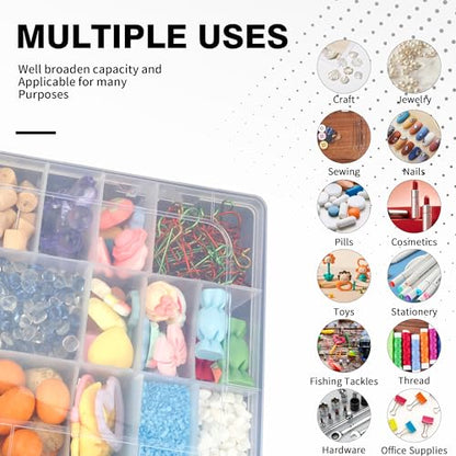 OALCQ 36 Grids Bead Organizer Box Tackle Box Organizers and Storage Rock Collection Boxes Plastic Organizer Boxes - size: 36 grids