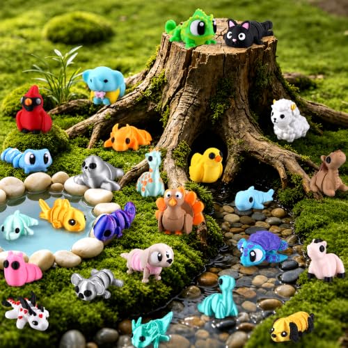 JOICEE 36Pcs 3D Printed Animals Figurines Articulated Flexible Fidget Toys - color: Blue
