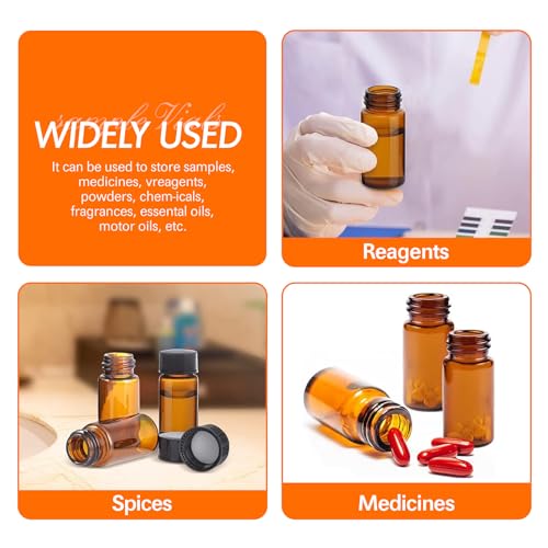 PEKYBIO 20PCS 10ML Amber Small Liquid Sample Glass Vials with Screw Caps - size: 22*52mm 10ml Vial