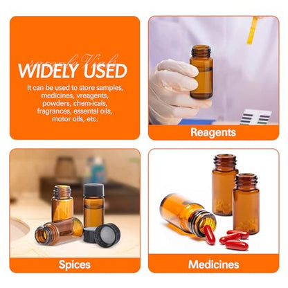 PEKYBIO 20 PCS 8 ML Amber Small Liquid Sample Glass Vials with Screw Caps - size: 17*60mm 2 Dram & 8ml Vial
