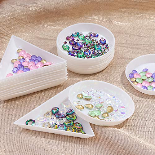 Tegg Sorting Tray 10PCS White Plastic Triangular Beads Sorting Trays Storage Container Plates for Beads Gems Crystals Nails