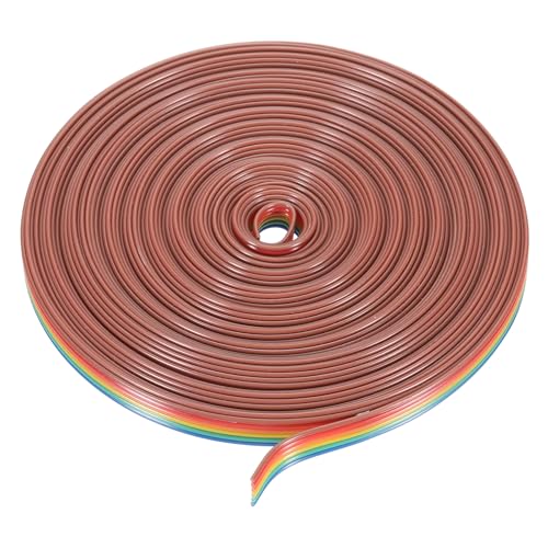 MECCANIXITY 1 Pcs 6 Pin Flat Rainbow Ribbon Cable 30 Ft 1.27mm Pitch Breadboard Jumper Wires for Electronic Projects - size: 30 Ft, style: 6P
