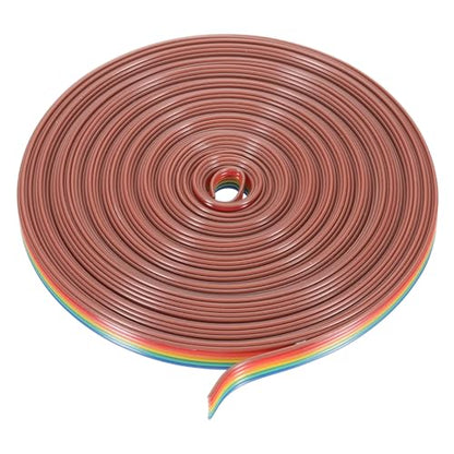 MECCANIXITY 1 Pcs 6 Pin Flat Rainbow Ribbon Cable 30 Ft 1.27mm Pitch Breadboard Jumper Wires for Electronic Projects - size: 30 Ft, style: 6P