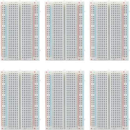 400-Point Solderless Breadboard 6-Pack, Prototype Board for Arduino, ESP32, ESP8266, Raspberry Pi, Electronics DIY and STEM Projects