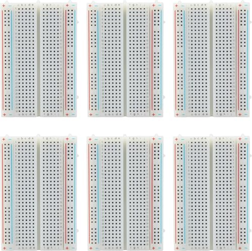 400-Point Solderless Breadboard 6-Pack, Prototype Board for Arduino, ESP32, ESP8266, Raspberry Pi, Electronics DIY and STEM Projects