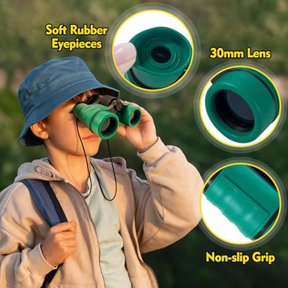 Binoculars for Kids, Kids Binoculars for 3-12 Boys Girls, Outdoor Toys - color: Green