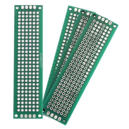 MECCANIXITY 4Pcs Breadboard Solderable 80mm x 20mm Green Circuit PCB Board Double Sided Tin-Plated PCB Prototype Board for Electronics Prototyping, DIY Circuits Projects - color: Green, size: 80mm x 20mm