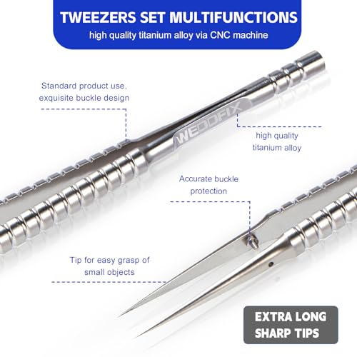 Precision Titanium Tweezers Silver with Fine Pointed Tips Non-magnetic Microscope Tweezers for Micro Soldering Work Watch Repair Electronics Maintenance Crafting