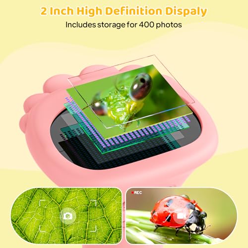1000X Handheld Digital Microscope, 2" HD Screen Pocket Microscope for Bugs - color: Pink
