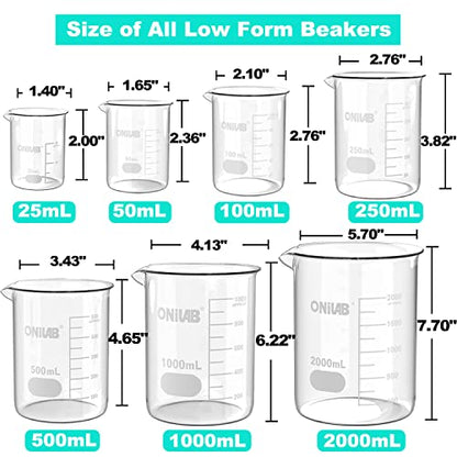ONiLAB 250mL Glass Beaker, 6 Pcs, Borosilicate Glass - style: 250ml-6pcs