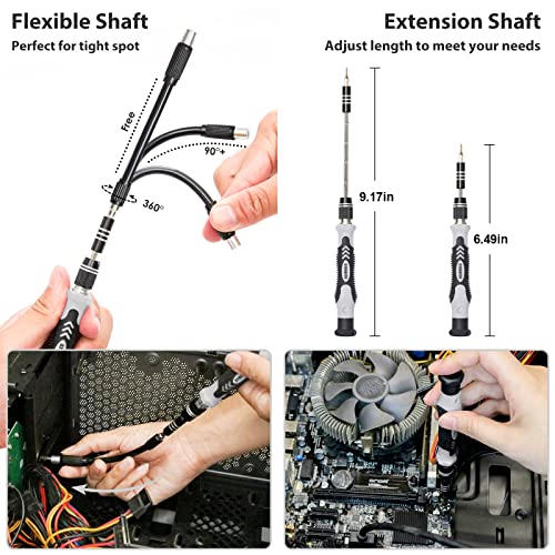 STREBITO Precision Screwdriver Set 142-Piece Computer Tool Kit Magnetic Screwdriver Set Laptop Screwdriver Kit Electronic Repair Kit Tech Toolkit for PC, Phone, Macbook, Nintendo, PS4, Xbox Controller - color: Grey