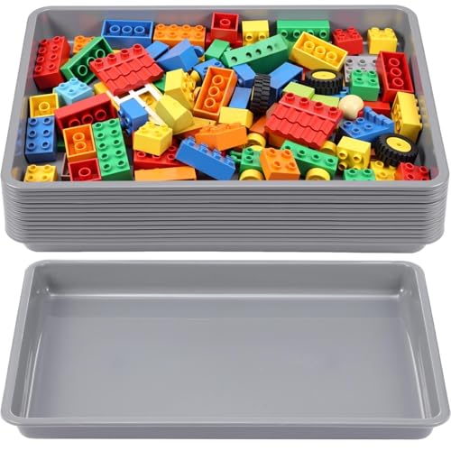 Maitys 15 Pack Plastic Art Trays 12 x 16 Inch Sensory Trays, Gray - color: Gray