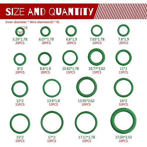 WMYCONGCONG 540 PCS 18 Sizes Car Air Conditioning Compressor Seals O Ring Assortment Kit Rubber O-Ring Seal w/Valve Core Removal Tool for Car Vehicle Auto Repair