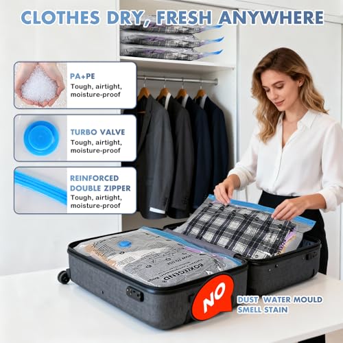 BoxLegend 16 Pack Travel Vacuum Storage Bags with Electric Pump 1 * 27.6x19.7+ 4 * 21.7x17.7+ 5 * 19.7x15.7+ 6 * 15.7x13.8in, Thickened Compression Bags for Clothes Luggage Travel Moving & Closet - size: 16 COMBO