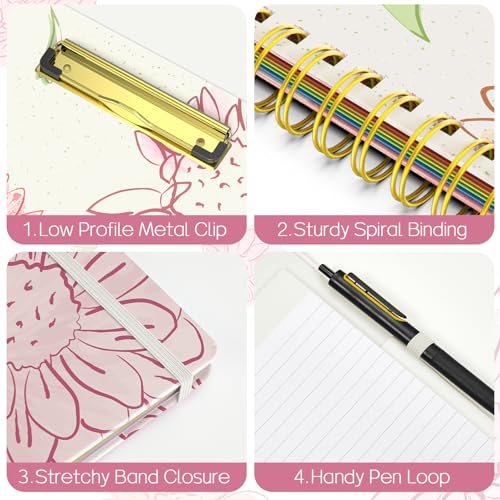 Sooez Spiral Clipboard Folio, Clipboards with Storage, Refillable Notepad - color: Floral - Blue