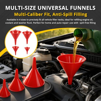 19Pcs Flexible Hose Funnel kit, Sturdy Plastic Automotive Funnel Set, Practical car Funnel Set, Versatile funnels for Automotive use for Oil, Coolant & Recessed Fillers