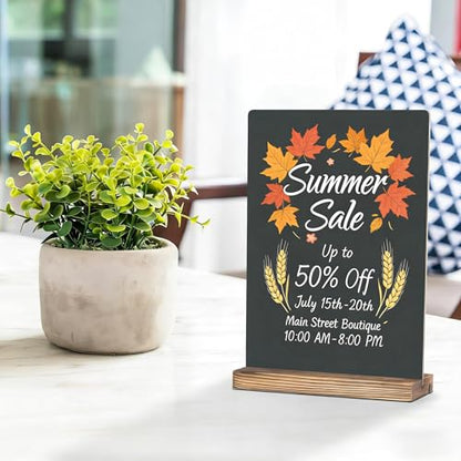 7.9x5.1 Desktop Chalkboard Sign with Wood Base, Message Board Menu Board Chalkboard for Shop Wedding Kitchen Home Party (3 Pack 7.9x5.1) - size: 3 Pack 7.9"W x 5.1"H