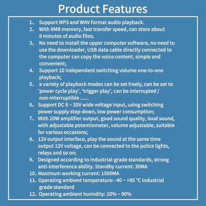 Voice Playback Module, Y5610 Voice Sound Alarm,Sound Players, Entry Switching Serial Multi Trigger High/Low Level Control Announcer Outdoor Horns Sirens for Schools, Gyms Other Public Places. - size: JR-Y5610-Voice Playback Alarm