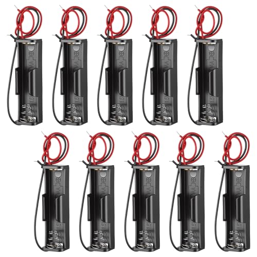 10pcs AA Battery Holder with Leads, Single 1 x 1.5V AA Battery Spring Clip with Leads Wires