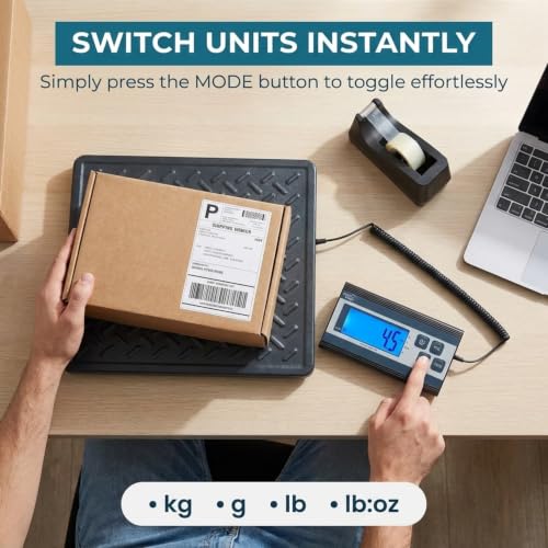 Smart Weigh Digital Shipping Scale, 440 lb x 1 oz, Black Steel Platform - color: 440 lbs Stamping