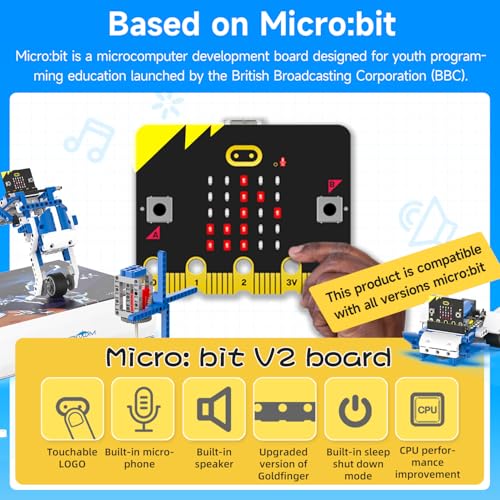 Yahboom Micro:bit Building Block Robot Kit 16 in 1 STEM Projects Advanced with Sensor Module DIY Toys for Kids 10+ Gifts for Christmas (Advanced Kit) - color: Advanced Kit