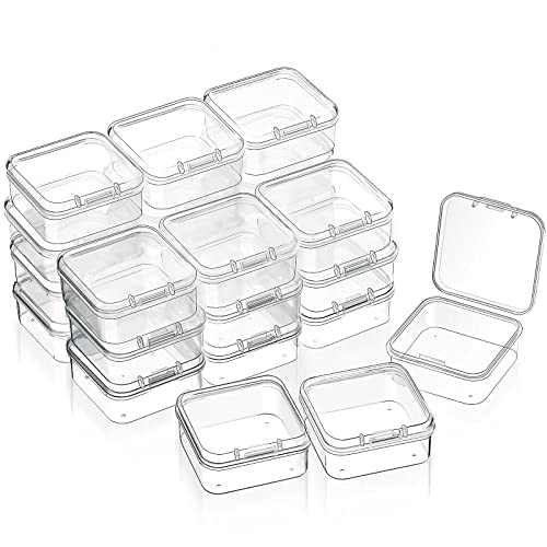 SATINIOR 24 Pcs Small Clear Plastic Container Box, 1.7 x 1.7 x 0.8 in - size: 1.7 x 1.7 x 0.8 in
